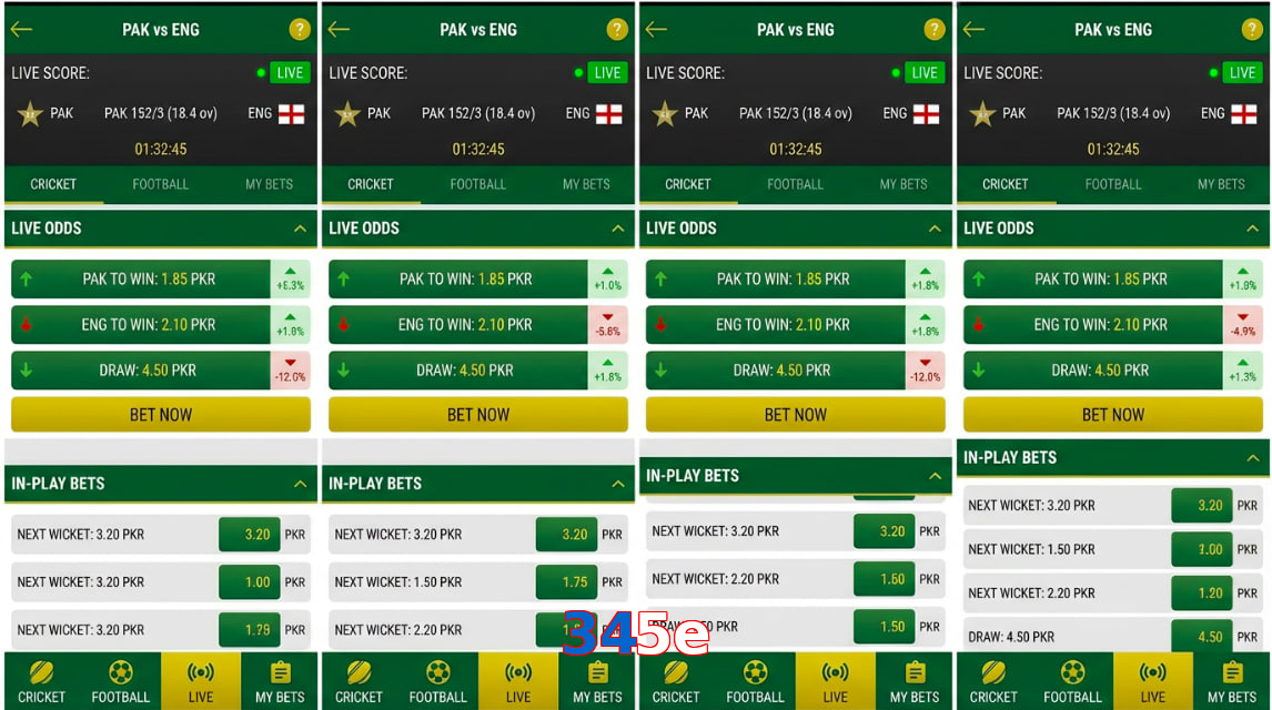 Game list for 345E bet section